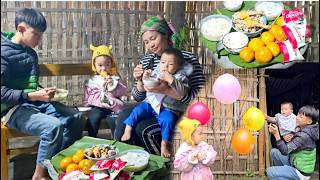 The woman prepares the family meal to celebrate Tet (Lunar New Year).