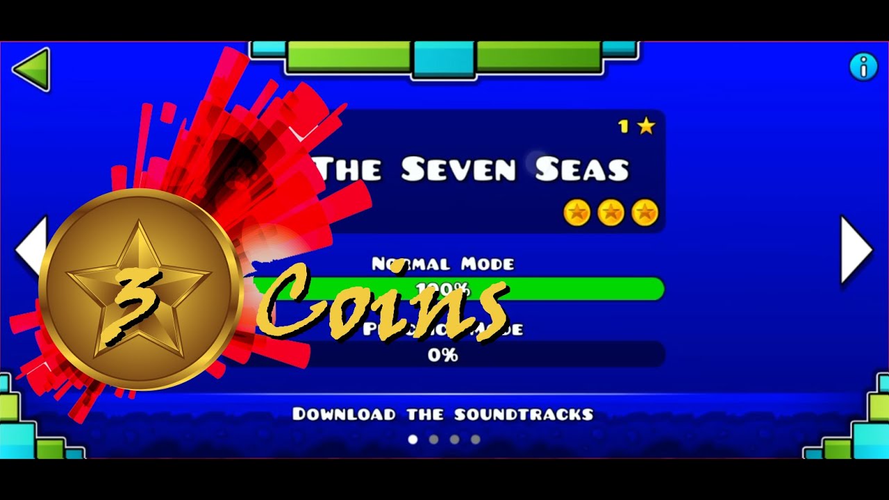 Geometry Dash Meltdown - The Seven Seas - 100% Complete - 3 Coins - YouTube
