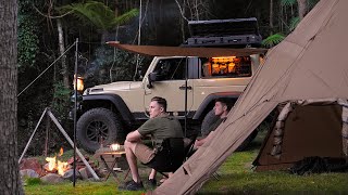 Brothers CAMPING in Rain Forest [ RELAX, SLEEP in a big Teepee Tent | ASMR ]