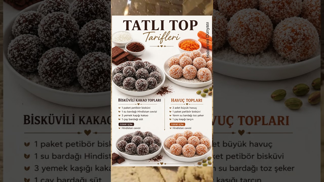 🍡 İKİ FARKLI TATLI TOP TARİFİ #pratiktatlitarifleri #tatlı #pratiktarifler