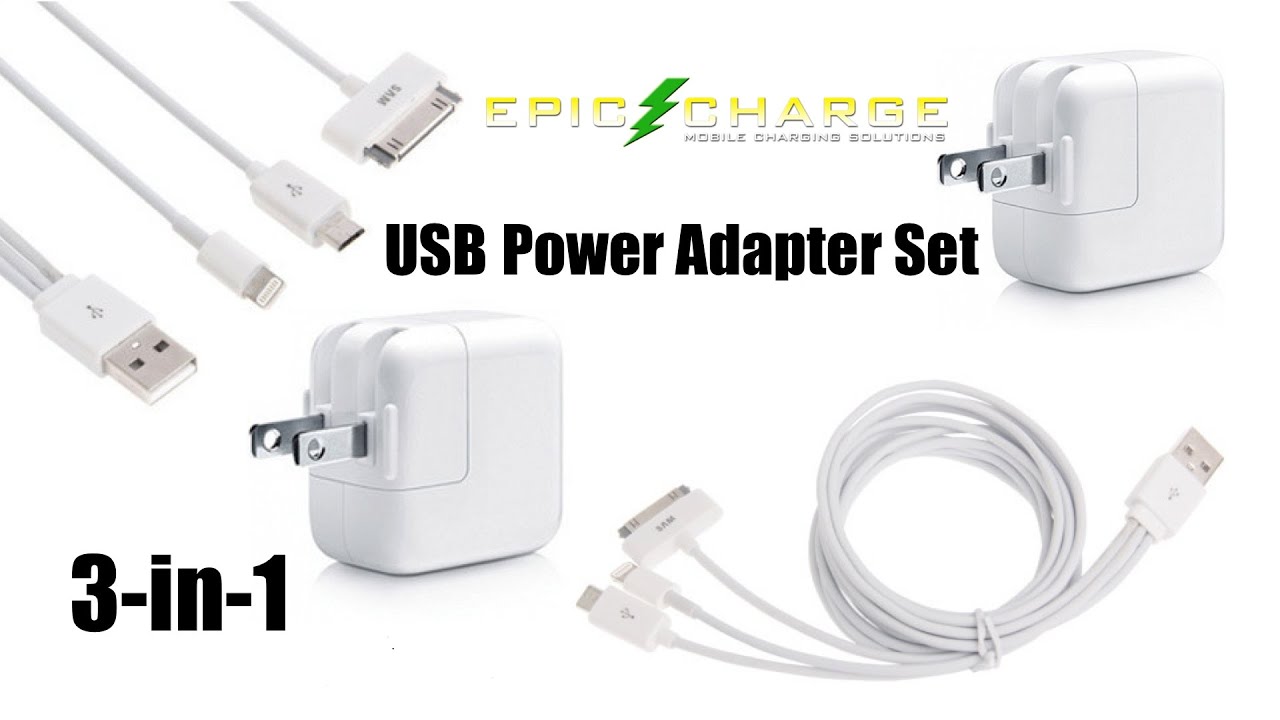 Epic Charge 3-in-1 Universal USB Charging/Sync Cable & 12W USB Power ...