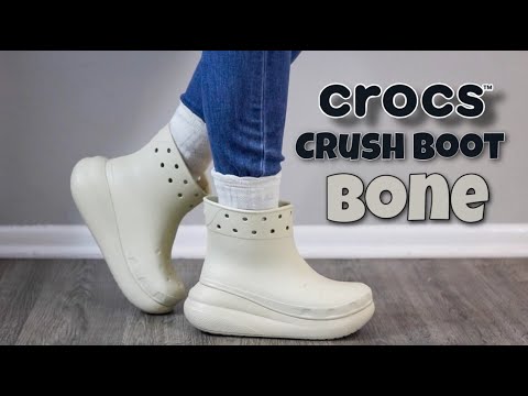 【CROCS】 Classic Crush Boots−BONE Crocs Crush Boot Bone Review & On Foot - YouTube