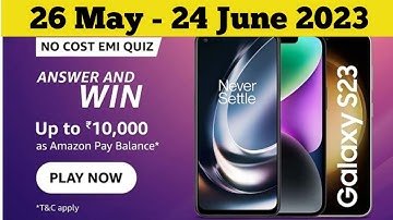 Amazon No Cost EMI Quiz Answers Today I Amazon Quiz Today