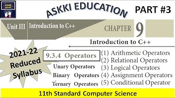 💥 11th Computer Science Chapter 9 Introduction to C++ Part 3 Reduced Syllabus 2021-22 English Medium