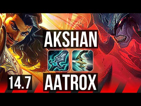 AKSHAN vs AATROX (TOP) | 67% winrate, 7 solo kills, Legendary, 11/2/2 | KR Master | 14.7