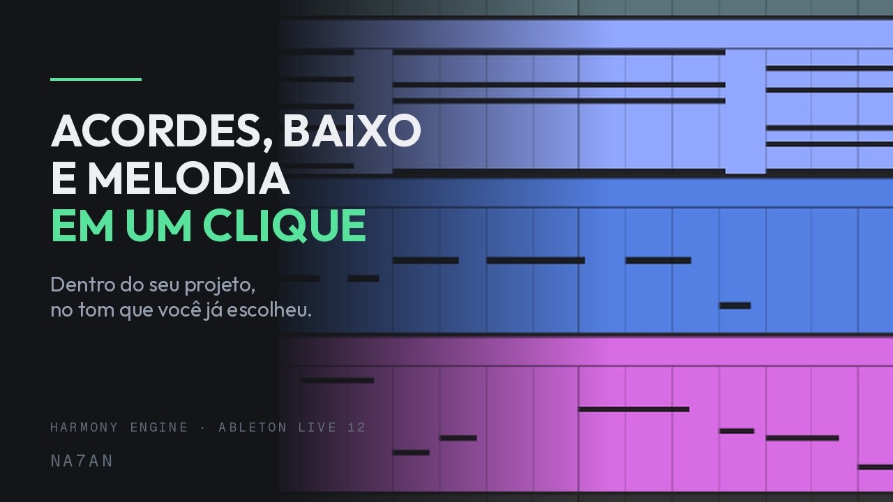 Vídeo em português: Harmony Engine para Ableton Live 12, acordes, baixo e melodia na escala do seu projeto