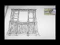 Modern Pencil Drawing Style Machine Embroidery of an Antique Closet