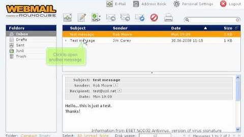 How to open an email message in RoundCube