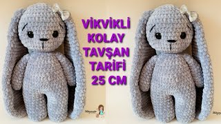 AMİGURUMİ VİKVİKLİ POFUDUK TAVŞAN YAPIMI 25 CM #kolaytavşanyapımı #amigurumitavşanyapımı #örgübebek