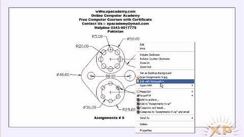 Assignments 9 in AutoCAD Urdu Tutorials wWw.xpacademy.com