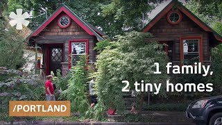 Salvaged tiny homestudios: tin can siding, paper bag wallpaper