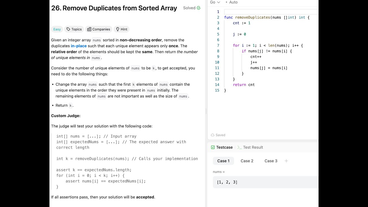 LeetCode: 26. Remove Duplicates from Sorted Array (Golang & Java) - YouTube