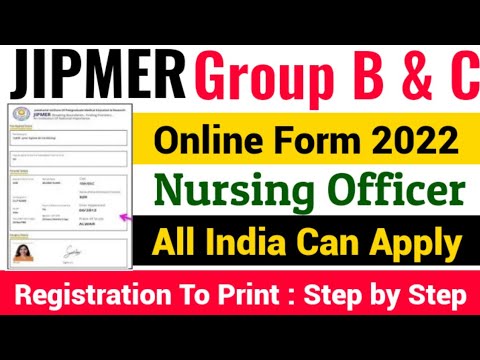 JIPMER Nursing Officer Online Form 2022 kaise bhare | JIPMER Group B and C various post online form