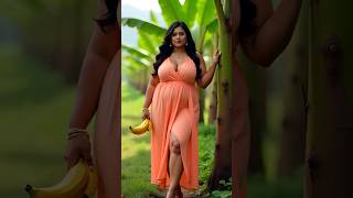 Hot Women Loves to Eat Banana in peach Dress. #trending #shorts #fashion #aibeauty #aunty #viral