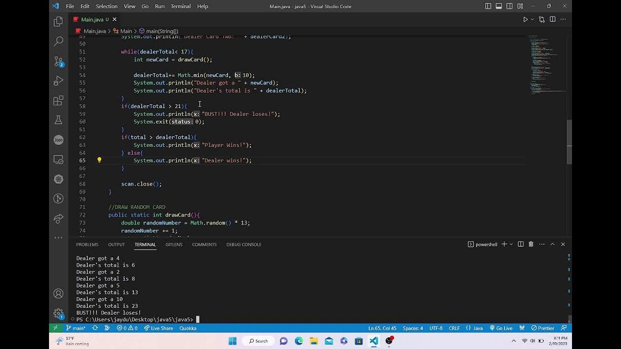 beginner java program | how to make black jack - YouTube