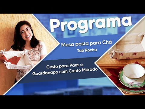 MESA POSTA PARA CHÁ – CESTO PARA PÃES/GUARDANAPO COM CANTO MITRADO