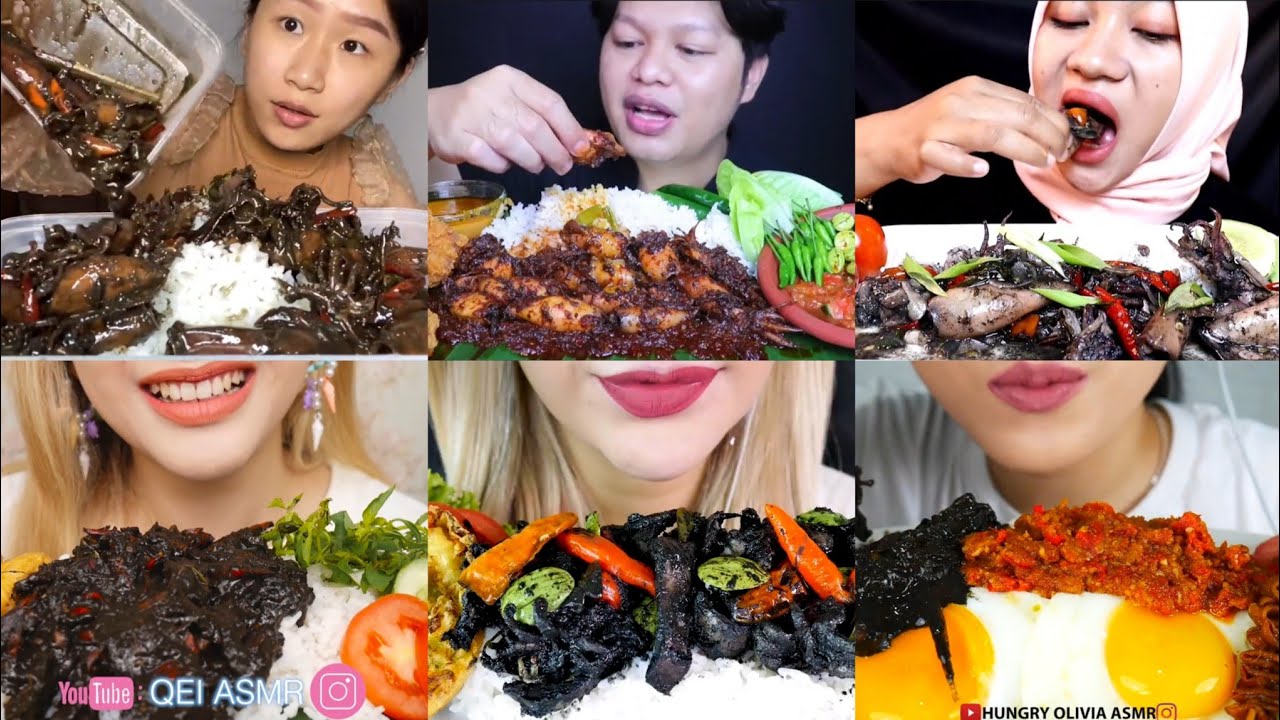 MUKBANG 🦑OSENG  CUMI TINTA HITAM PEDAS 🔥 #mukbang #asmr  #asmrindonesia