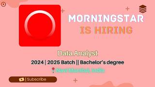 Data Analyst Job for Freshers | Morningstar Recruitment 2026 | Mumbai skilllayer skill layer