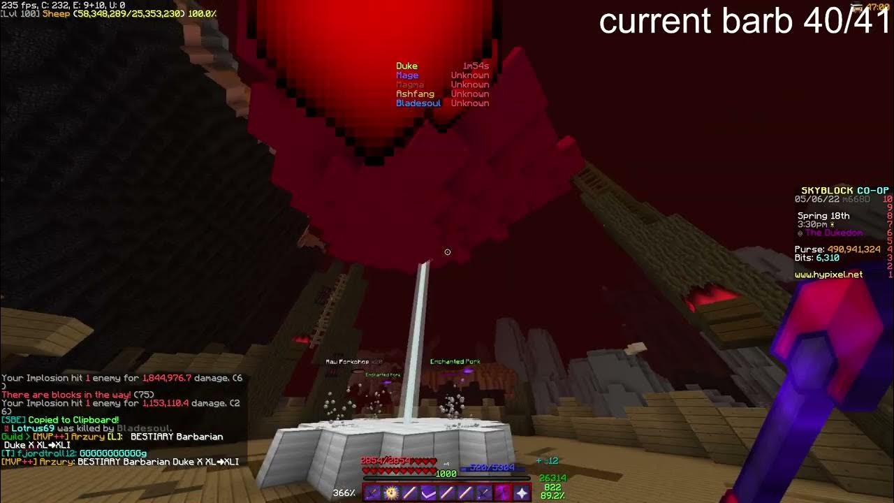 Barbarian Duke X 41 MAX BESTIARY / hypixel skyblock YouTube