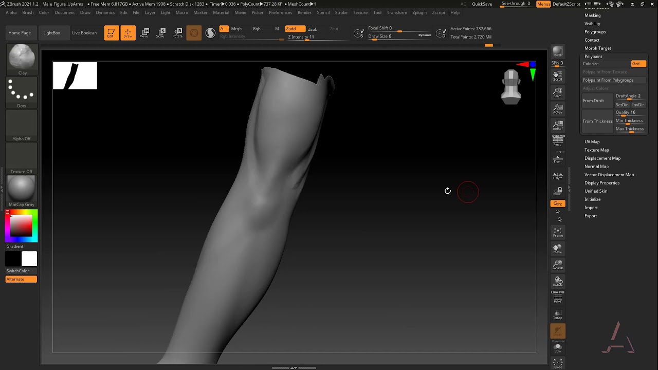 how to sculpt an arm in zbrush
