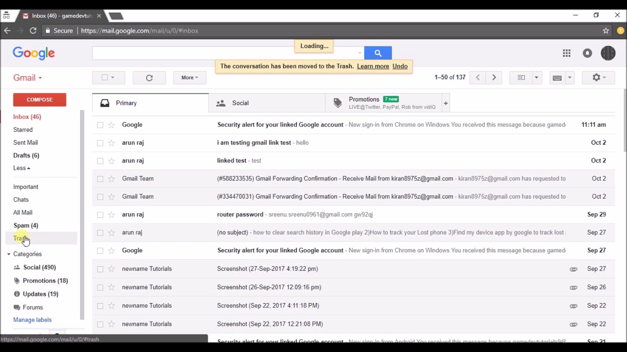 how to recover deleted trash on gmail