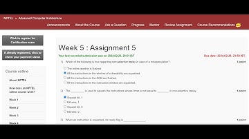 NPTEL Advanced Computer Architecture Week 5: Assignment 5 (Jan-Apr 2024) Solution. #subscribe #like