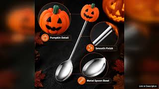 6pcs halloween pumpkins spoons stainless steel pumpkin kitchenware