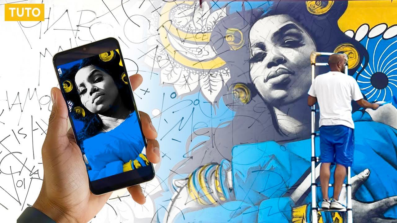 [TUTO] Comment reproduire un dessin sur un grand mur ? (Technique PIXL R) portrait @KarismatikMood