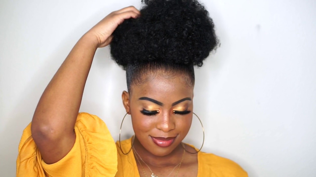 Afro Puff Drawstring Ponytail with 2 Replaceable Bangs 1B Afro High Puff  Bun with Spring Curl Bangs and Afro Hair Puffs Bangs for Black Women :  Amazon.in: Beauty