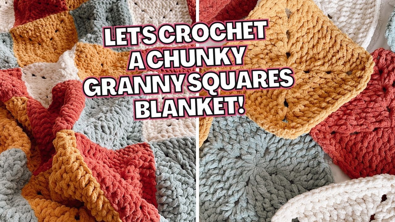 How to Crochet a Chunky granny squares blanket – Free Pattern - CJ