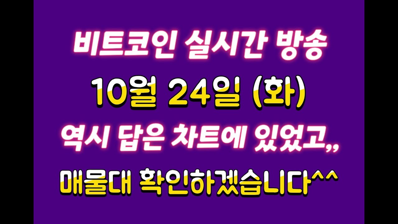 비트코인 10월 24일 라이브 방송 / 역시 답은 차트에 있었고 ㅎㅎ / 매물대 확인하겠습니다 / 알트도 전부 급등 !!