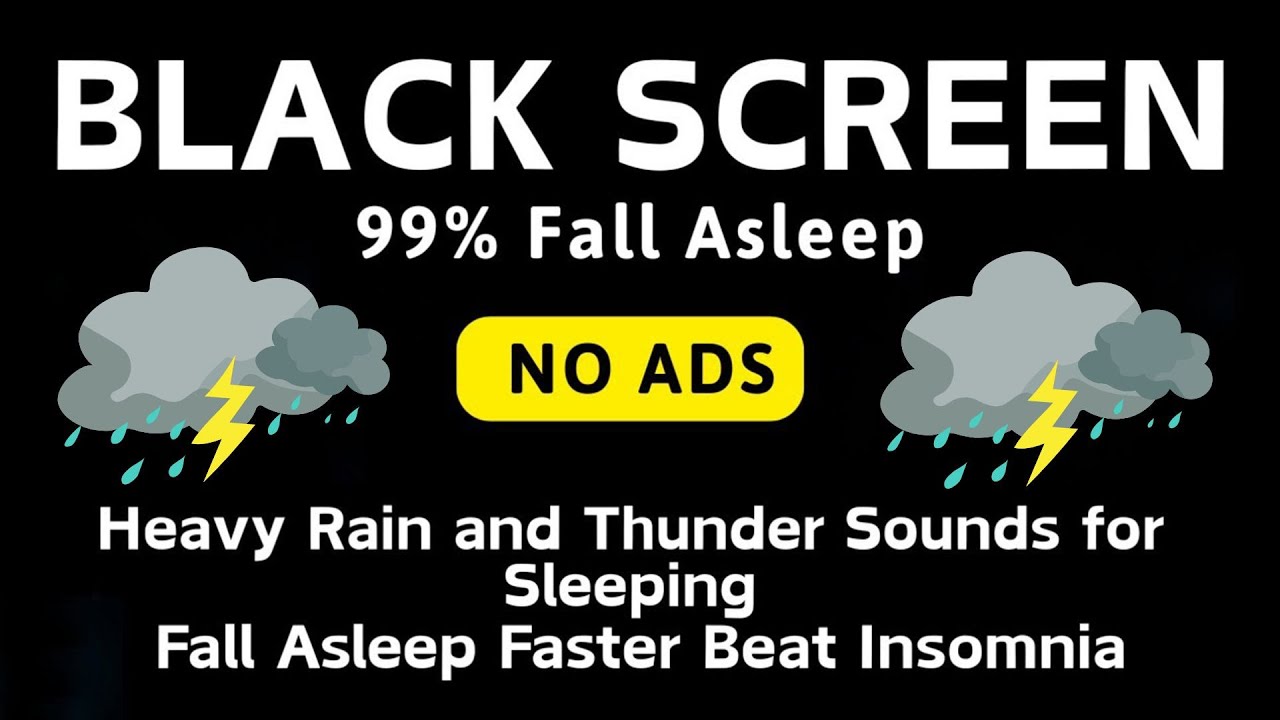 🔴 Heavy Rain and Thunder Sounds for Sleeping - Black Screen | Defeat Insomnia in 5 Minutes