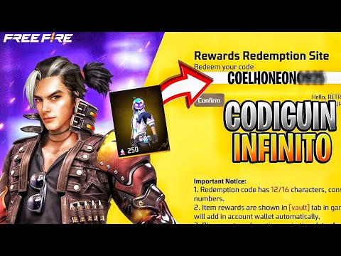 NOVO CODIGUIN INFINITO FREE FIRE! COMO PEGAR O NOVO 