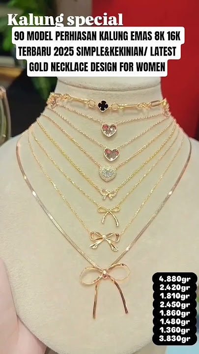 90 MODEL PERHIASAN KALUNG EMAS 8K 16K TERBARU 2025 SIMPLE & KEKINIAN / LATEST GOLD NECKLACE DESIGN