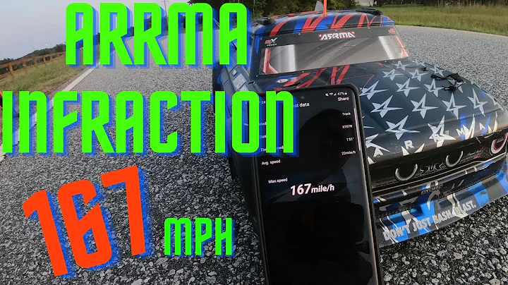 Arrma Infraction truck (stock body) speed run.      167mph