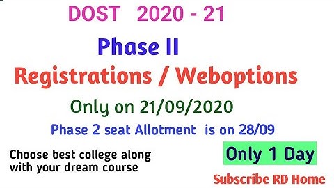 TS DOST 2020-21 Phase 2 Registrations & Weboptions II phase 1 self reporting
