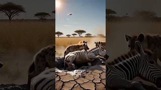 Hyenas Attack a Trapped Zebra 🦓😱#zebra #hyenas #wildlife #safari#shortvideo#reels #short #viral