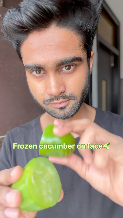 Frozen cucumber on face🥶 #shorts #youtubeshorts #skincare #viral #beauty