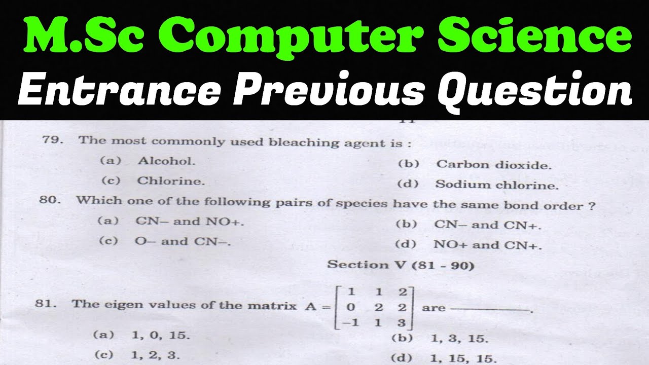 MSc Computer Science Entrance Exam Previous Question Paper Computer Science Entrance Calicut