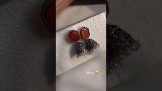 Embrace the warmth of sunset hues with these radiant orange stone jhumkas