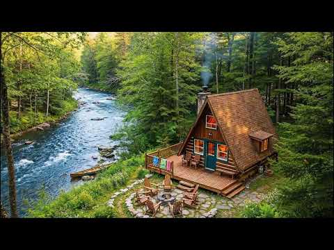 Riverside A-Frame Cabin | Cozy Forest Ambience for Sleep and Relaxation