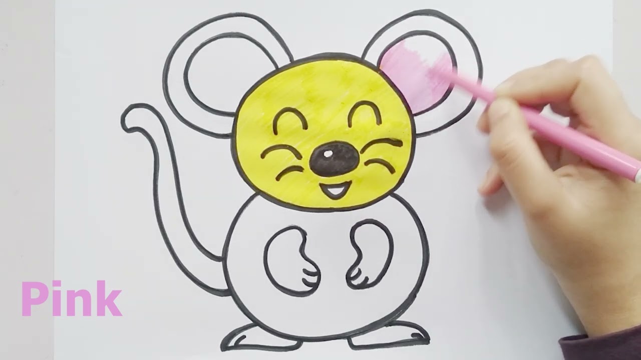 How to Draw a mouse Easy Tutorial and mouse Coloring Page| Learn colors for kids