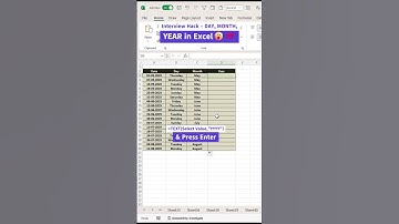 Excel Interview Question Day Month Year in Excel #spreadsheet #shorts #youtubeshorts #excel