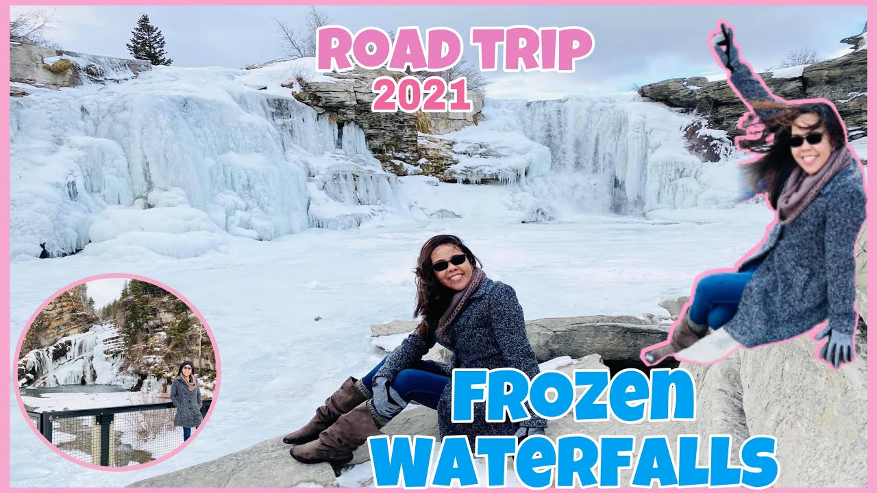 FROZEN WATERFALLS CANADA WINTER ROAD TRIP WATERTON LAKE NATIONAL PARK LUNDBRECK FALLS