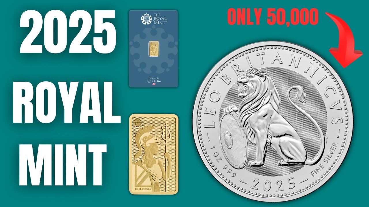 Royal Mint - British Lion 2025 UK 1oz Silver Bullion and new Britannia 1g  Gold Bullion Minted Bar