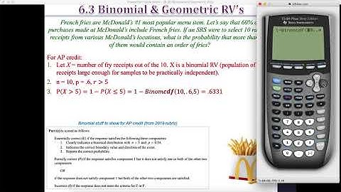 AP Stats: 6.3B Binomial and Geometric RVs