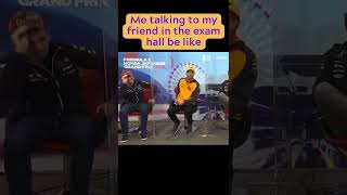 Daniel Riccardo and max Verstappen being funny in the press at japan shorts