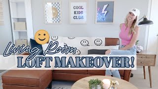 SMALL LIVING ROOM LOFT DECORATE/ BEFORE AND AFTER MAKEOVER / Mojuraa sofa review /TYPICALLY KATIE