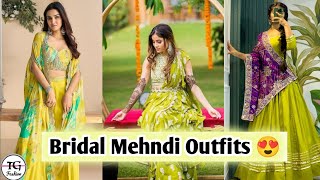 Bridal Mehndi Outfit Ideas | Latest Mehndi Dresses & Outfits for Bride | Mehndi Outfits #mehndi 