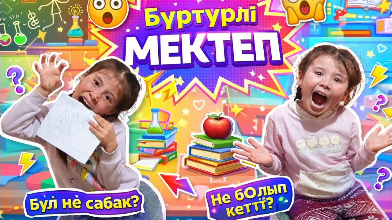 БҮРТҮРЛІ🧟‍♀️🧟‍♂️МЕКТЕПТЕ😱ЕКІ ТҮРЛІ СӨЙЛЕЙДІ😂АПАЙ👩‍🏫 ДОСТАР ТІРКЕЛЕМІЗ 👍БАСАМЫЗ😘